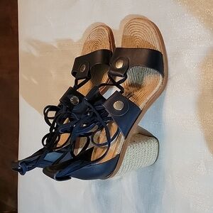 Rag & Bone Navy Blue Lace-up Block Heels Women's Size 11